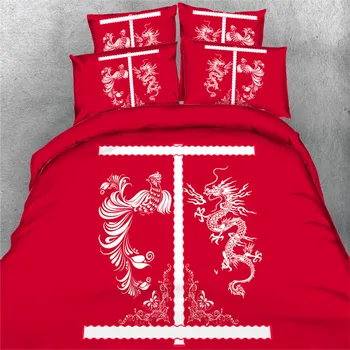 Red dragon a phoenix 5 ks bavlnená posteľná bielizeň set s výplň twin/full/queen/king/super king size doprava zadarmo cez UPS