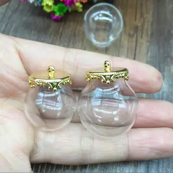 100sets/veľa 25*15 mm 20*15 mm sklo svete s zlatú korunu šperky nálezy skla bublina DIY ampulka prívesok sklenené fľaše charms