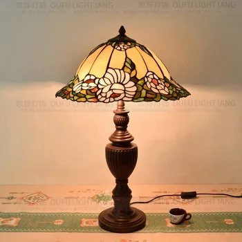 40 CM Kvety Tiffany stolná Lampa vidieckom Štýle vitráže Lampa pre Spálne Nočná Lampa E27 110-240V