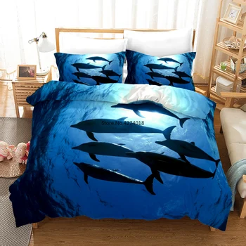 3D posteľná bielizeň nastaviť Morské živočíchy Motív Vytlačené Perinu Nastaviť Jeden Manželskou posteľou King Size Ľahko sa Čistí pre Chlapcov, Dievčatá Dospelých 240x220cm