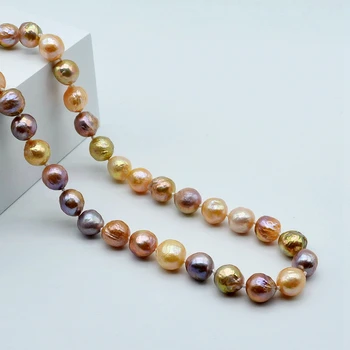 Rainbow perlový náhrdelník, prirodzené farby baroková perla, v tvare srdca, pracka, priemer 11-12mm, prírodné sladkovodné perly, dámy nec