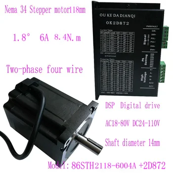 86 Stepper Motor 2 FÁZA 4-viesť Nema34 motorových 86STH2118-6004A s Stepper Ovládač 2D872