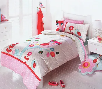Sova posteľná bielizeň nastaviť deti cartoon dove patchwork nášivka výšivky obliečky 3/4pcs full/queen/king size posteľ pre deti dievča