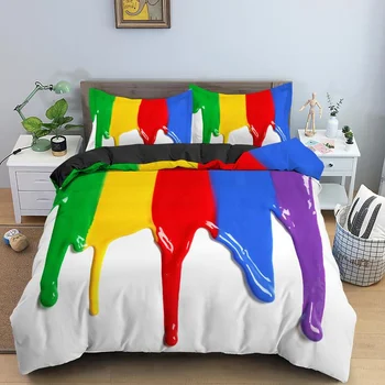 Multicolor Perinu 3D Maľba Vzor Vytlačené posteľná bielizeň Nastaviť