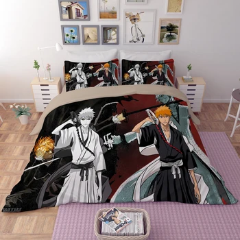 Japonsko, Anime Bleach Perinu Nastaviť Cumlík posteľná bielizeň Sady Luxusných Cartoon posteľná bielizeň Nastaviť Patrí 1 Perinu a 2 Dakimakura Prípade