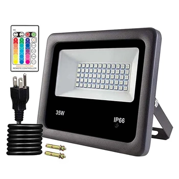 RGB Povodňových Svetlá 35W LED Diaľkové Ovládanie Reflektory, IP66 Nepremokavé 16 Farieb A 4 Režimy pre Záhradné Stage Park(US Konektor)