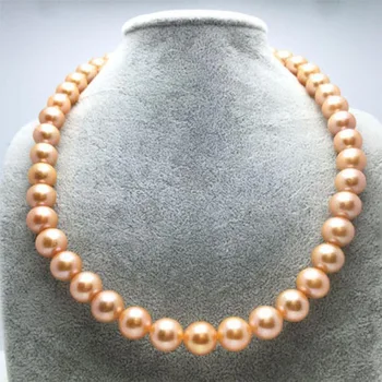 9-10 mm prírodné južných morí zlato, ružové a perlový náhrdelník 18-palcové 14k zlato