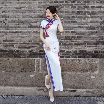 Čínske Tradičné Šaty Výšivky Qipao Bežné Orientálna Večerné Šaty Strany Cheongsam Ženy Elegantné Cheongsams Dlho Qi Pao