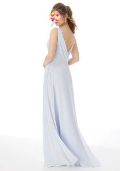 Nízke Späť Bridesmaid, Šaty A-riadok tvaru bez Rukávov Svadobné Party Šaty Elegantné pre Ženy Dlhé