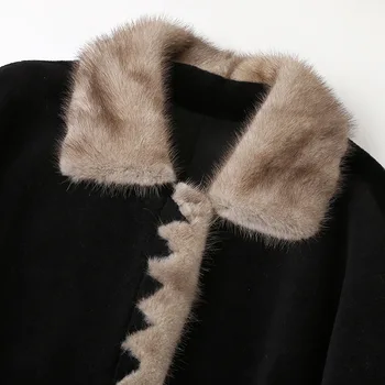 Zima Skutočná Kabát na Jeseň Ženy Oblečenie 2020 Strihanie Oviec Vlna Bunda Noriek Kožušiny Golier Abrigo Mujer HQ10-ZZH1021C
