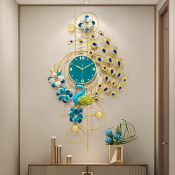 Peacock clock domácnosti obývacia izba nástenné hodiny pozadí dekorácie quartz hodiny nástenné moderné svetlo luxusné módne