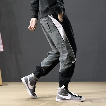 Muži Jeseň Fashion Streetwear Džínsy Pozdĺžne Dizajnér Multi Vrecká Hárem Džínsy Mužov Cargo Nohavice Kórejský Hip Hip Jogger Džínsy Homme