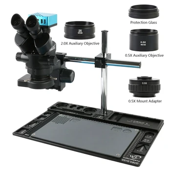 3.5 X-90X Súčasne-Hlavná Trinocular Stereo Mikroskopom 4K UHD SONY IMX334 HDMI Video Priemyselné Meranie Kamera Pre PCB Spájkovanie
