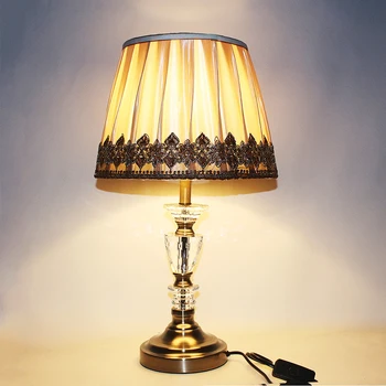 Moderné klasická textílie crystal stôl svetlá vintage E27 LED 220V tvorivé Tabuľka Lampa na Čítanie posteli domov obývacia izba office