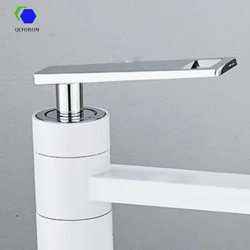 QCFOISON kúpeľňa Bielej medi kohútik rotatry zvýšiť high-end povodí kohútik na umývanie tváre zmiešavač vody na skriňu