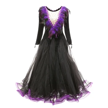 Čierne Sála Súťaže Šaty Pre Ženy Sála Výkon Kostým Tango Tanečný Nosenie Valčík Oblečenie Dresigner Šaty JL1754