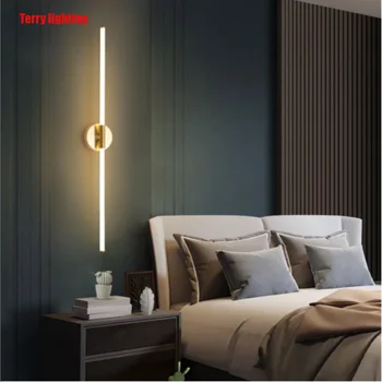 Európskom štýle gold moderné led jednoduché spálňa štúdia nástenné svietidlo jednoduché nočné lampy, akryl-kreatívne svetlo sprievodca trubice obývacia izba