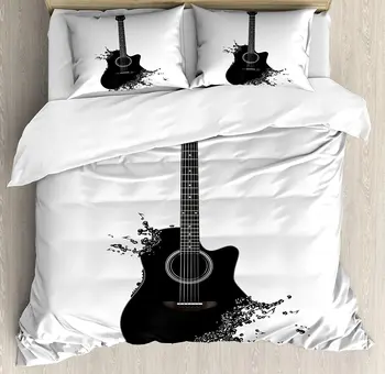 Gitara posteľná bielizeň Nastaviť Monochromatické Hudobný Nástroj so Strunami Akustické Farebné Kombinácie Tvorivé Zásuvky Perinu obliečka na Vankúš