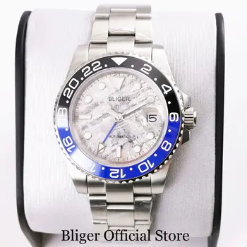 BLIGER Zbrusu Nový Dizajn, Vysoká Kvalita Muži Mechanické Náramkové hodinky Zafírové Sklo Dátum Okno Duševné Náramok 40 mm Prípade GMT