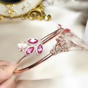 KJJEAXCMY Jemné Šperky 925 sterling silver vykladané prírodné ružové topaz prsteň náramok nastaviť luxusné podporuje test