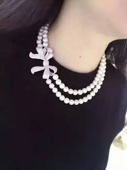 Dvojité pramene 9-10 mm south sea white pearl náhrdelník 18'