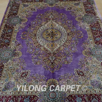 Yilong 4'x6' Tradičný turecký koberec tabriz fialová vantage starožitné ručné Isfahán koberec (0677)
