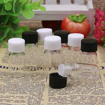 3ML-4 ml Mini sklenené Ampulky sklo vzorky fľaše Priehľadná Sklenená Fľaša So Skrutkovacím uzáverom Black
