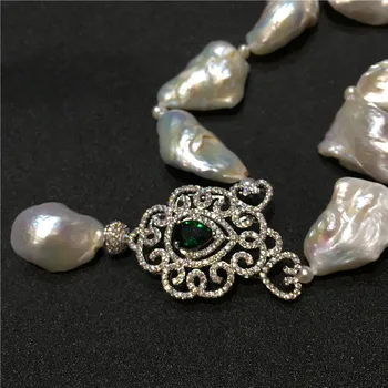 Hot predaj Európskej Amerických štýlov prírodné veľký biely barokový perlový náhrdelník módne šperky