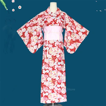 Kimono Šaty Dievča Sakura Tradičné Japonské Kostým Haori Ženy Yukata Vaňa Župan s Obi Večierok Cosplay Halloween