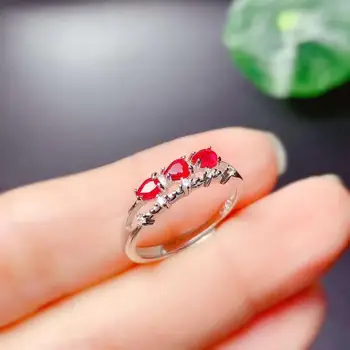 Prirodzený A Skutočný Ruby Krúžok Striebro 925 Žena krúžok pre šarm, luxus dizajnér ruby prst prsteň ženy jemné Šperky
