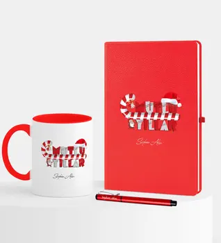 Osobné Vianočné Happy birthday Tematické Červená Notebook Pen Set Hrnček-2