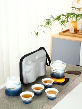 Vysoký stupeň Čínsky Čaj Cestovné Čaj Nastaviť Kung Fu TeaSet Keramické Prenosné Kanvica Porcelánu Teaset Gaiwan Čajových Šálok Čaju Obrad*