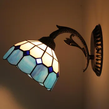 Modré Stredozemné nástenné zrkadlo lampy, nočné lampy, obývacia izba, spálňa