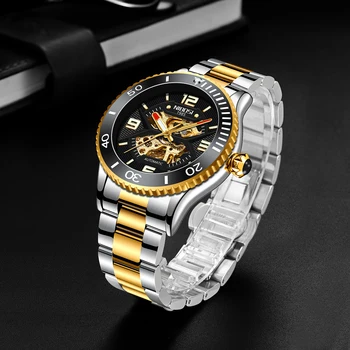 NIBOSI 2021 Módne Mechanické Náramkové hodinky Značky Luxusné Zafírové Sklo Automatické Hodinky z Nerezovej Ocele, Vodotesné Hodinky Mužov