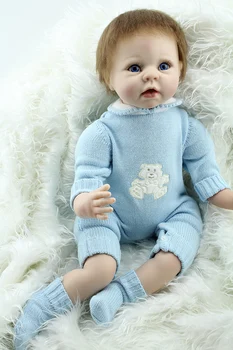55 cm Nového Vinyl Roztomilý Super Simulácia Reborn Baby Doll Realisticky Darček pre Deti Vianočný darček Fotografie Rekvizity Modré Oči
