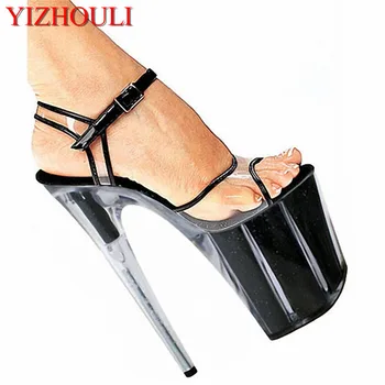 Sexy Stiletto lesk Vysoké Podpätky Otvorené Prst Gladiator Sandále Dámske Topánky 20 cm Vysoké Podpätky Crystal Topánky na Platforme Tanečné Topánky