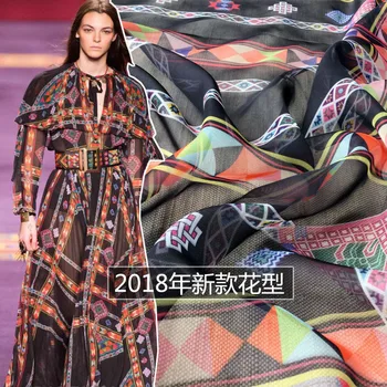2018 jar a v lete nový vzor prekladané kockované šaty digitálna tlač módne oblečenie tkaniny vysokej módy handričkou továreň na predaj