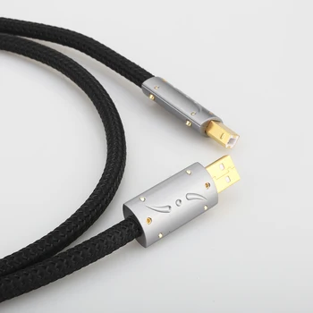 Nové Viborg UC01 HI-End Strieborné Pozlátené OFC USB Audio Kábel pre fanúšikov USB AB A-B DAC zlatenie DAC Dekodér Tlačiareň Dátový kábel
