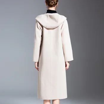 Dlho vlnené zmesi cashmere coats pre ženy 2019 jeseň zimné dámske bundy plus veľkosť kabát obojstranný biela čierna