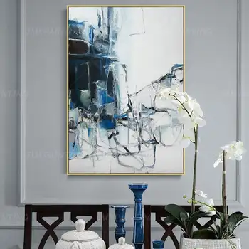 Moderné Abstraktné Maliarske Plátno modrá maľovanie d wall art obrazov na Stenu domova maľovanie obrovský