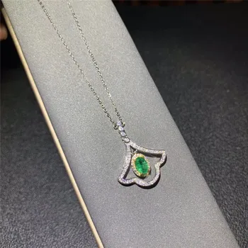 Šperky 925 Sterling Silver Prírodný drahokam Emerald Žena Prívesok Náhrdelník vynikajúca Podpora test