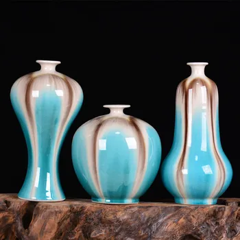 Jingdezhen keramické farby glazúry váza fambe klasického umenia remesiel dekorácie dekorácie borneol tri kus