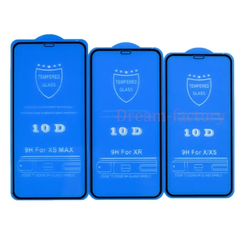 50PCS 10D Tvrdeného Skla Screen Protector pre iPhone 12 Mini 11 Pro Max 6 6 7 8 Plus X Xs Max Xr