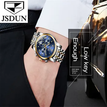 JSDUN Mužov Sledovať Nové Mechanické Multifunkčné hodinky miestne zlato Ušľachtilý Luxusné Hodinky Vodotesné Svetelný Pre Mužov Business Hodinky