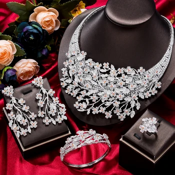 Siscathy Módne Luxusné Zirkón Svadobné Šperky Set Pre Ženy Kvety Náhrdelníky Náušnice Žena Zapojenie Strana Príslušenstvo