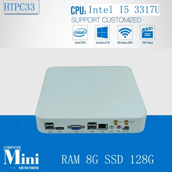 3 Roky Záruka ultra malé pc HTPC mini DIY mini pc i5 3317 Dual Core 1.7 Ghz 8G RAM 128 G SSD podporu XBMC