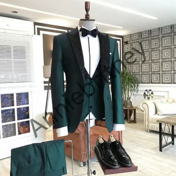 (Bunda+Nohavice) Módny Dizajn Causual Fialová pánske Oblek 2 Kus Špeciálne Svadobné Mužské Oblečenie Pre Pohľadný Mladý Muž, Sako