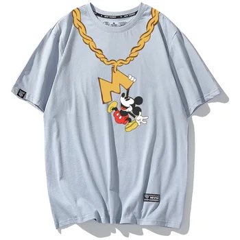 Disney T-Shirt Módne Mickey Mouse Karikatúra Tlače Harajuku Unisex Páry, Ženy Krátke Sleeve Tee Topy 6 Farieb Streetwear Žena