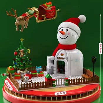 Kreatívne 573Pcs Vianočné Snehuliak Darček Domu Model Stavebné Bloky Vianočný Strom Santa Claus Elk So Svetlami, Tehly Dieťa Hračky pre Dospelých