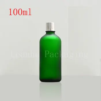 Zelená matné 100 ml fľaše veľkoobchod prázdnu fľašu s striebro skrutkovací uzáver fľaše body do fliaš Kapsule,esenciálny olej fľaše